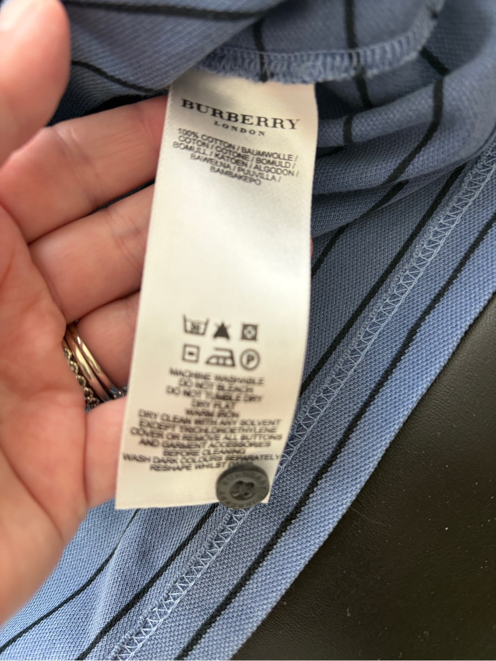 Men's Burberry Blue Striped Polo Shirt XXL - Picture 3 of 3